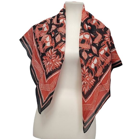 Vintage Jim Renoir Artistic Gazelle Bird Geese African Inspired Fashion Scarf - Picture 3 of 5